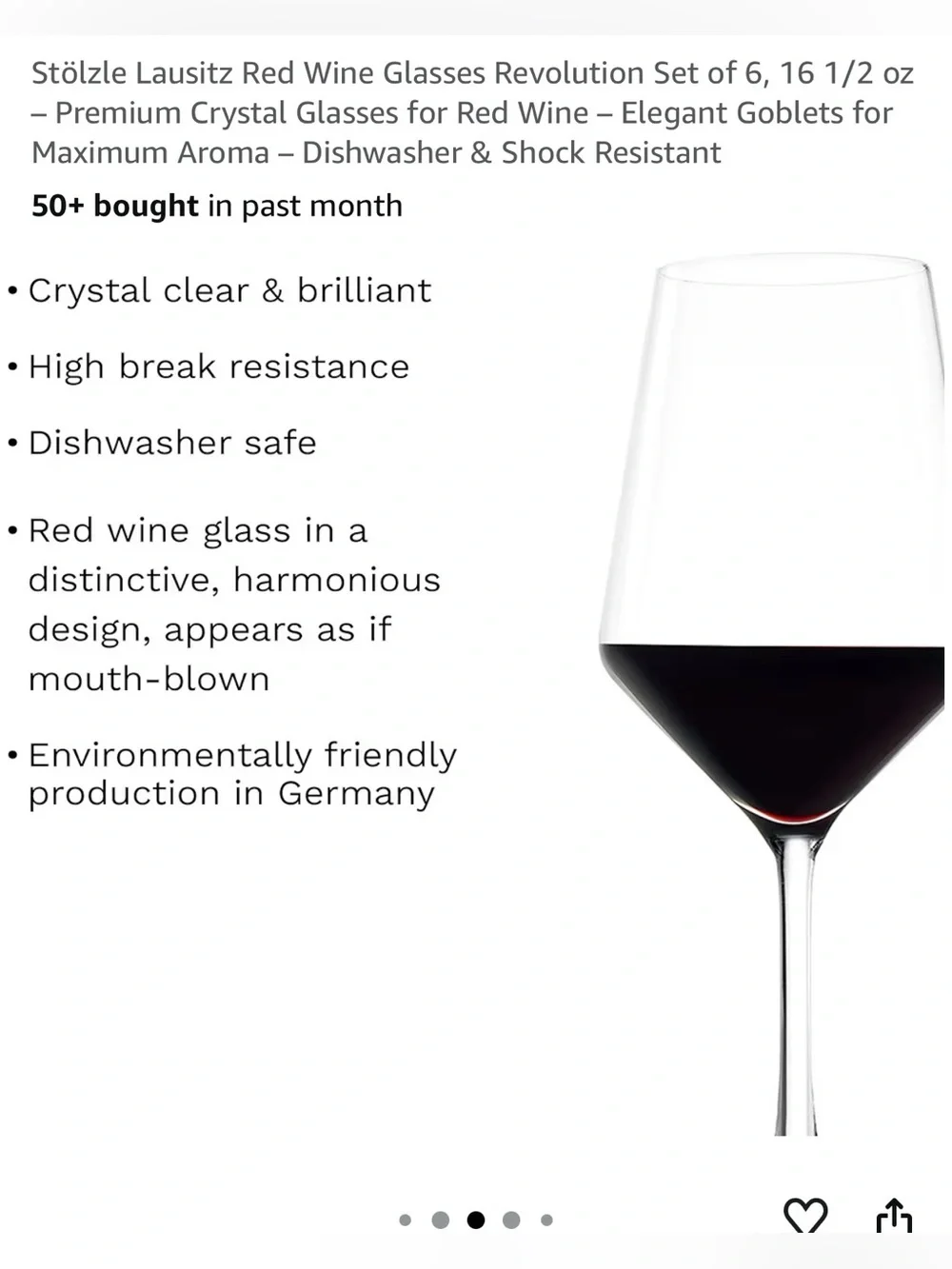 Stolzle Lausitz Revolution Red Wine Glasses - Set of 6, Clear